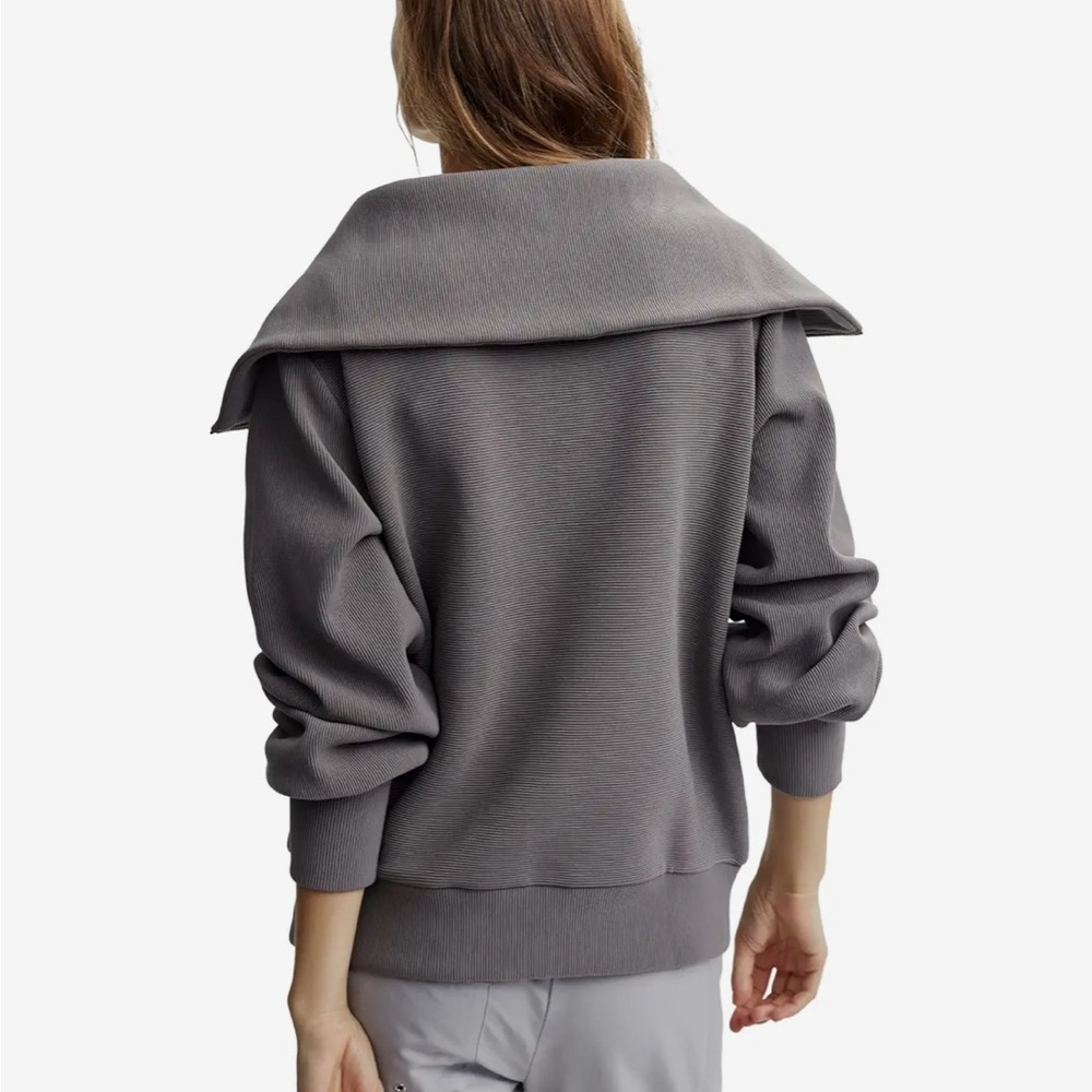 Varley Beige Ribbed Half-Zip Pullover - image 3